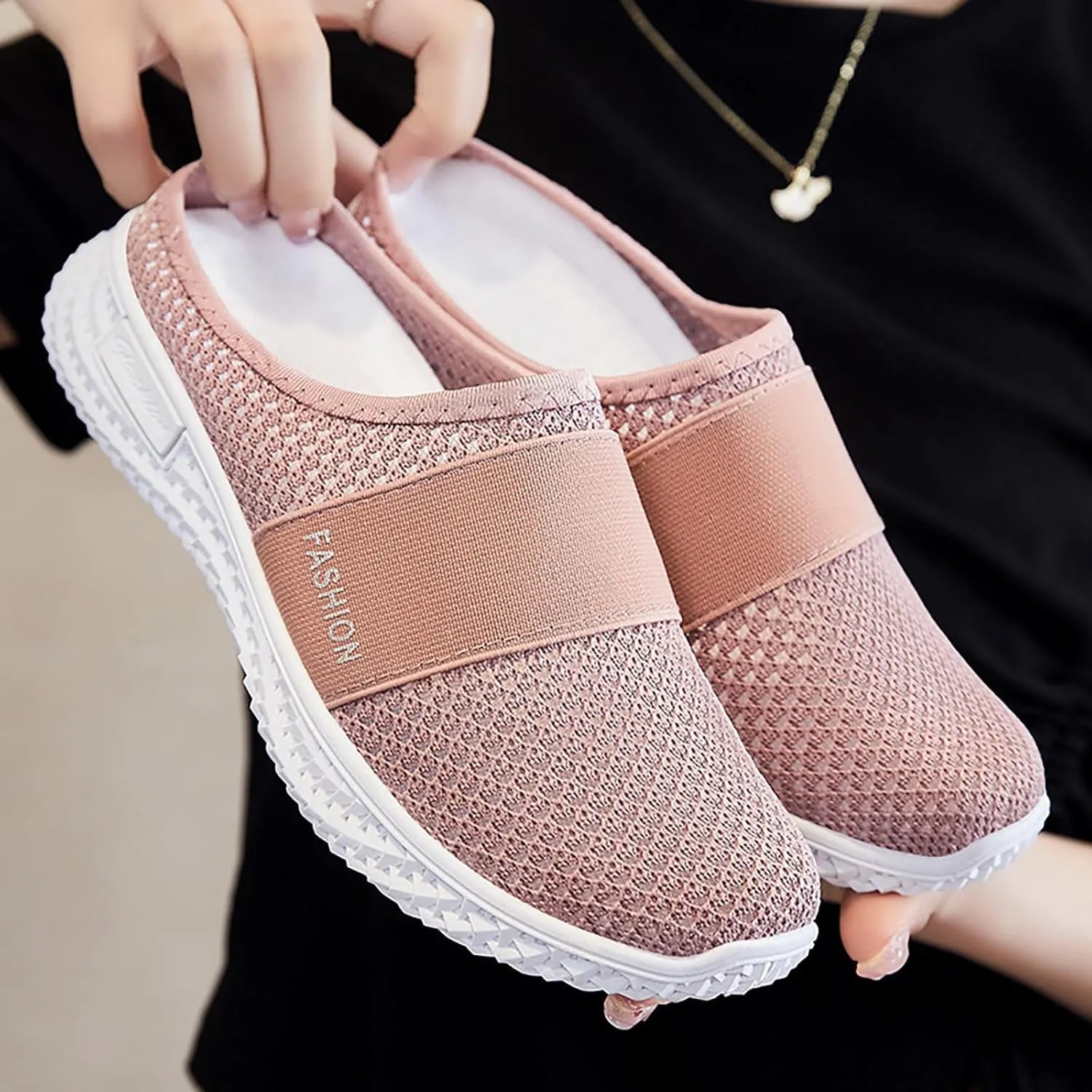 Air-Cushion Slip-On Walking Shoes Summer Orthopedic Diabetic Mules Fashion Breathable Mesh Non-Slip Outdoor Walking Sneakers Slippers