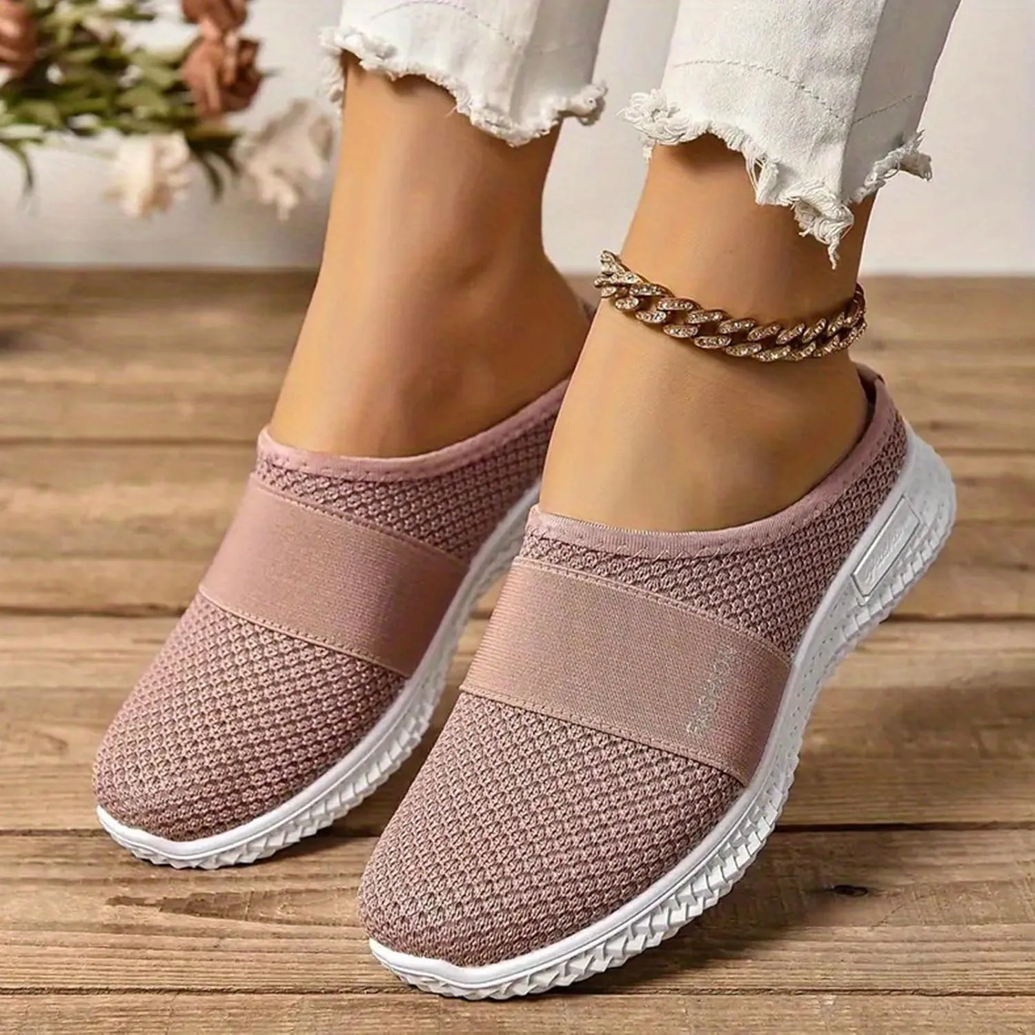 Air-Cushion Slip-On Walking Shoes Summer Orthopedic Diabetic Mules Fashion Breathable Mesh Non-Slip Outdoor Walking Sneakers Slippers