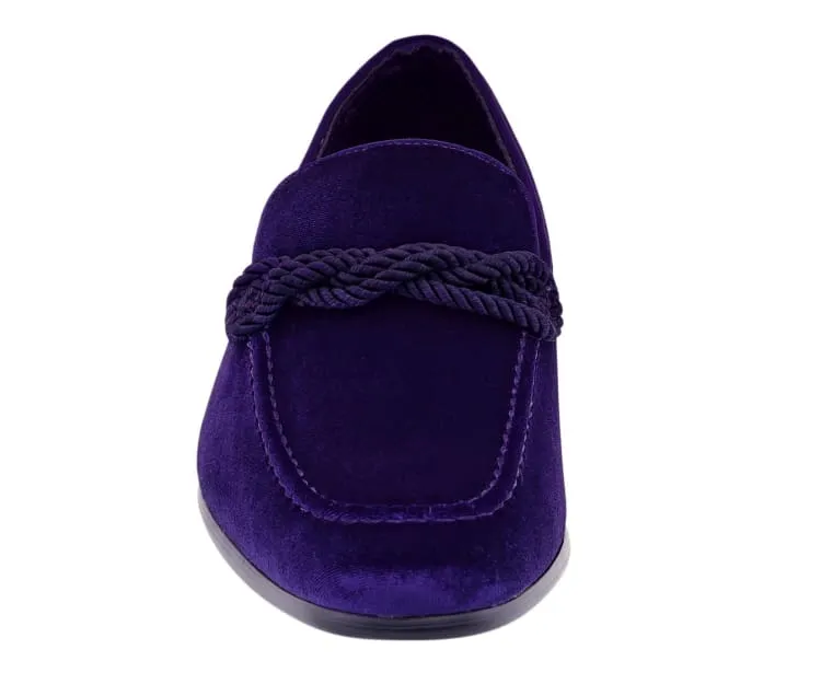 Amali Ornate Velvet Smoking Slippers For Men Black Velvet