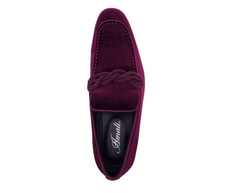 Amali Ornate Velvet Smoking Slippers For Men Black Velvet