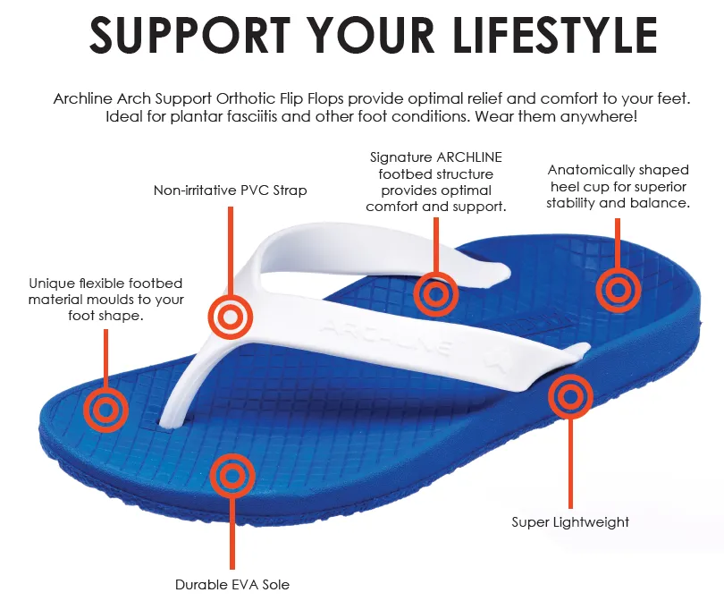 Archline Balance Orthotic Thongs - Black/White