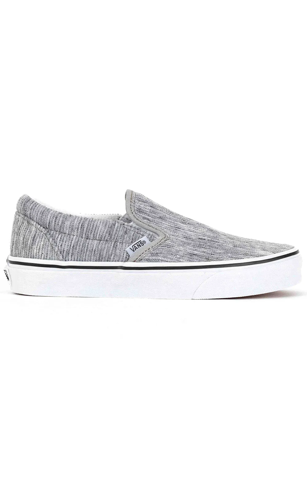 (Bv3V7B) Rib Knit Classic Slip On Shoe   Grey/True White