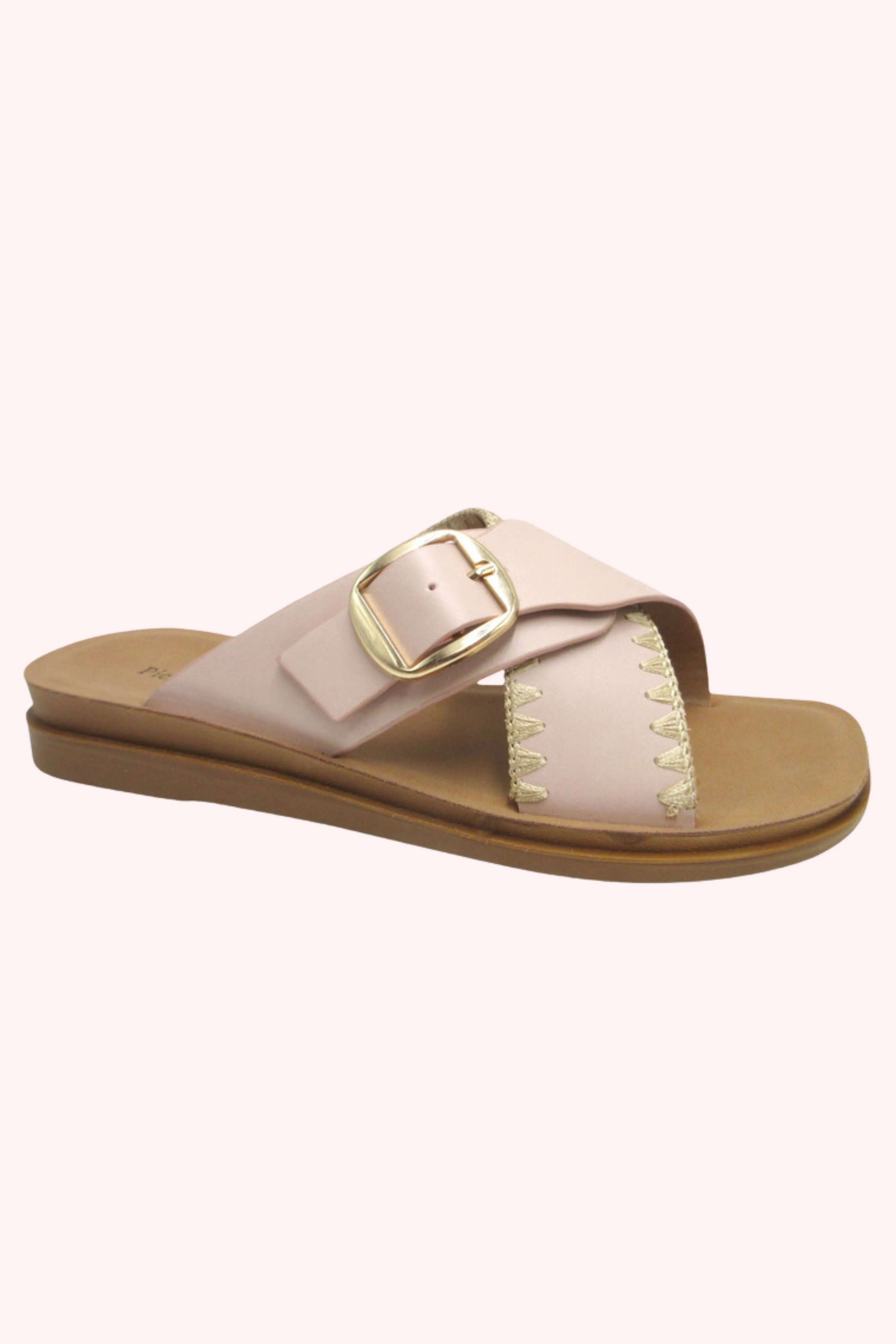 Caliso Criss Cross Buckle Sandals - Blush