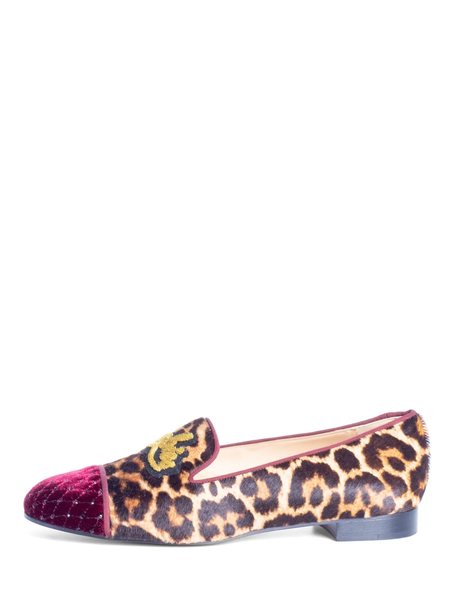 Christian Louboutin I Love My Loubies Cowhide Animal Print Velvet Cap Toe Loafers Brown