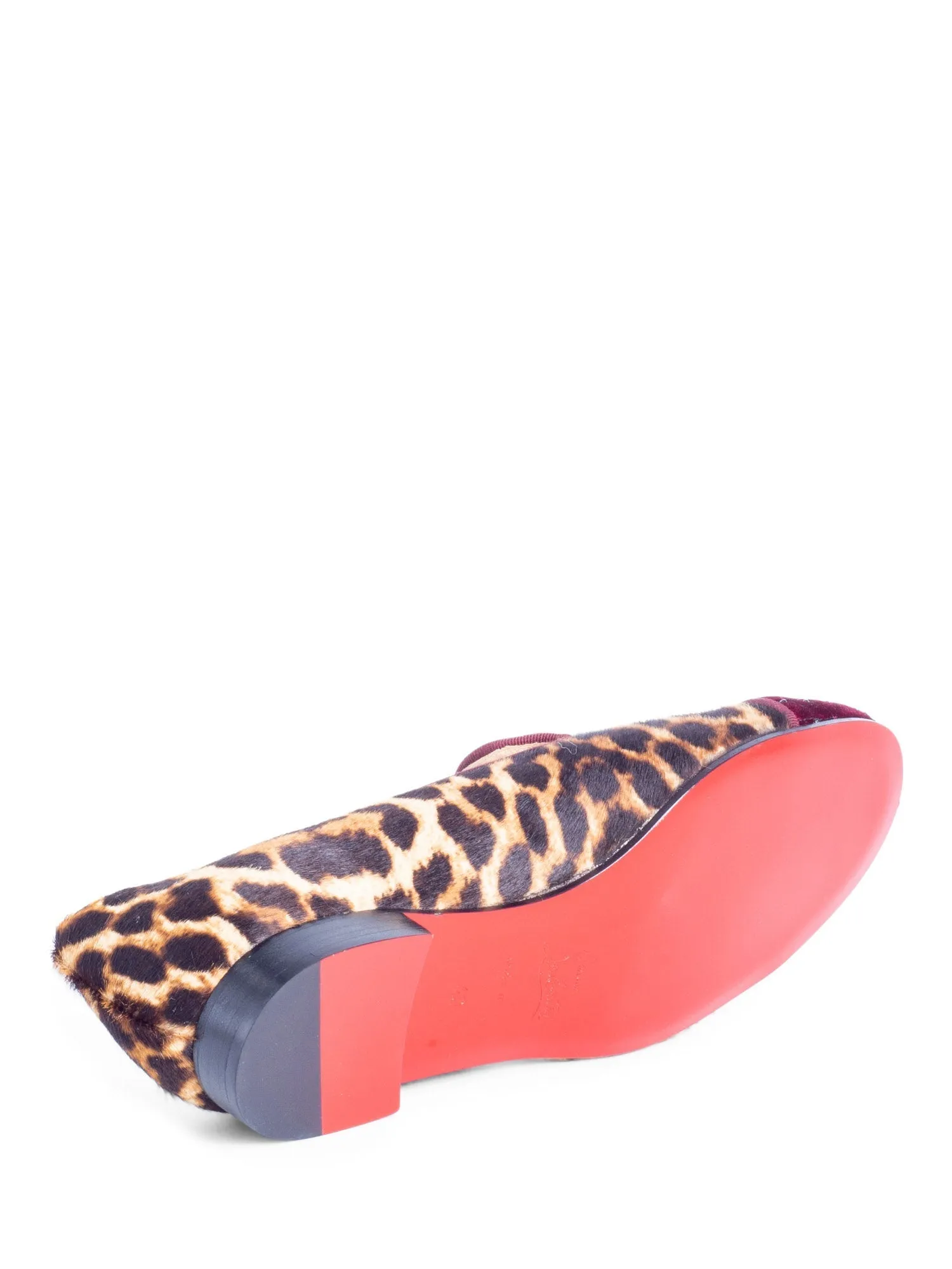 Christian Louboutin I Love My Loubies Cowhide Animal Print Velvet Cap Toe Loafers Brown