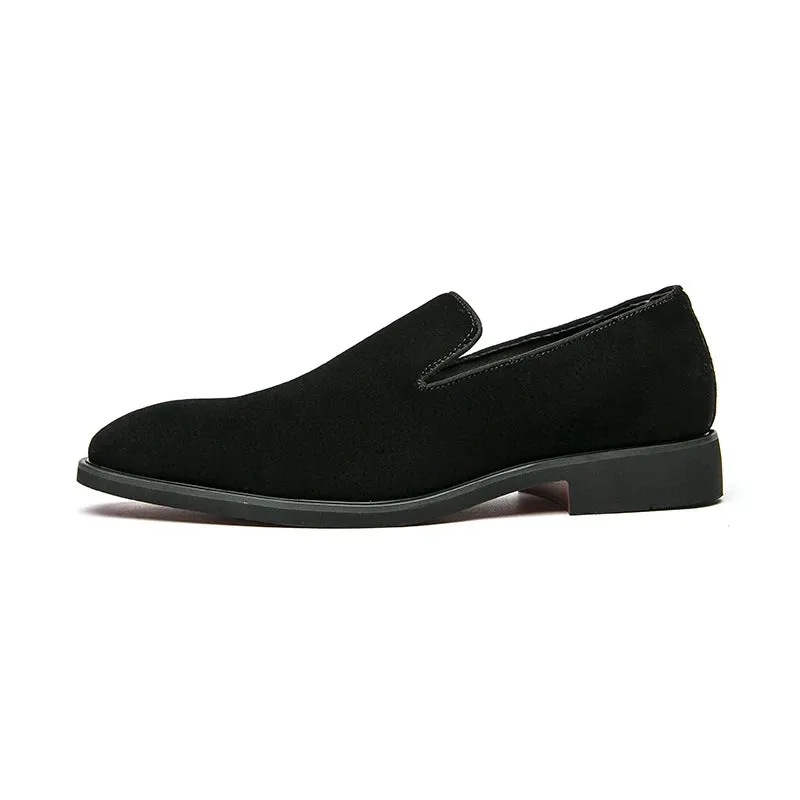 Classy Italian style faux suede leather red bottom pointy shoes loafers moccasins formal shoes