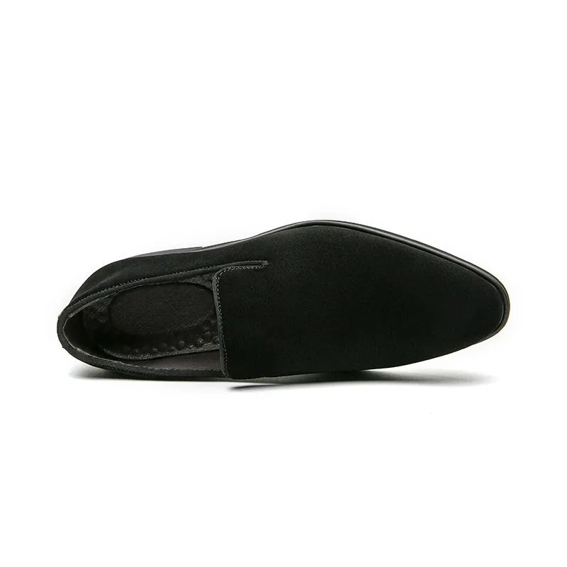 Classy Italian style faux suede leather red bottom pointy shoes loafers moccasins formal shoes