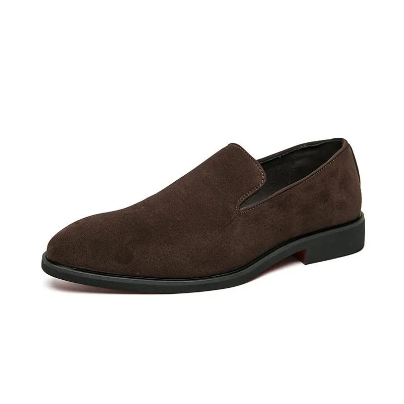 Classy Italian style faux suede leather red bottom pointy shoes loafers moccasins formal shoes