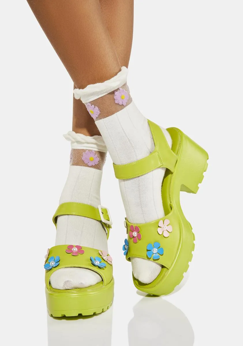 Cozy Flower Garden Chunky Sandals