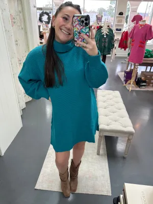 Effortless Teal Sweater Dress
