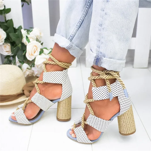 Espadrilles Women Wedge 7CM Heel Pointed Fish Mouth Hemp Lace Up Platform Sandals