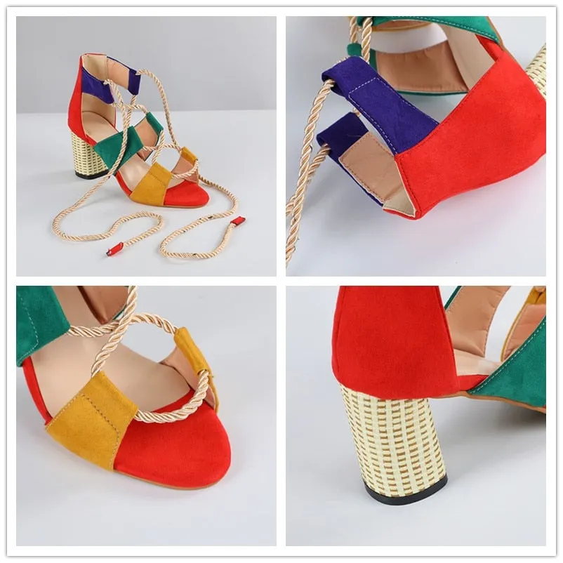Espadrilles Women Wedge 7CM Heel Pointed Fish Mouth Hemp Lace Up Platform Sandals