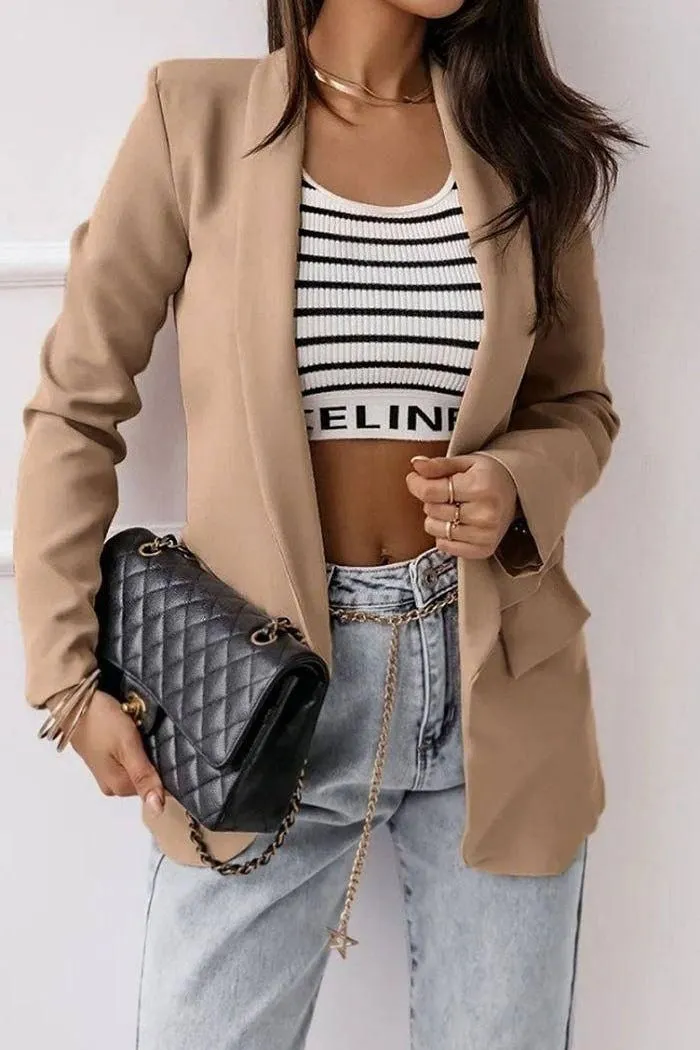Final Sale Oversized Blazer Jacket-Camel