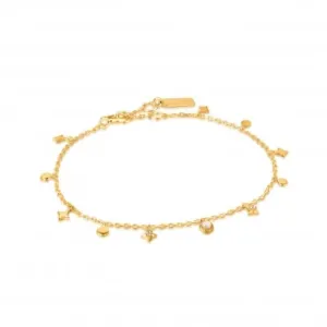 Gold Star Mother Of Pearl Drop Anklet F034-01G