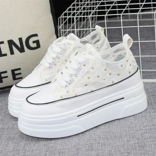 Joskaa 2024 New White Platform Womens Sneakers