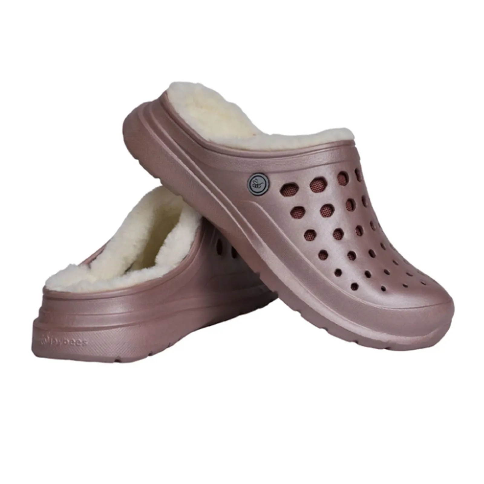 Joybees Cozy Lined Clog (Unisex) - Rose Gold/Natural