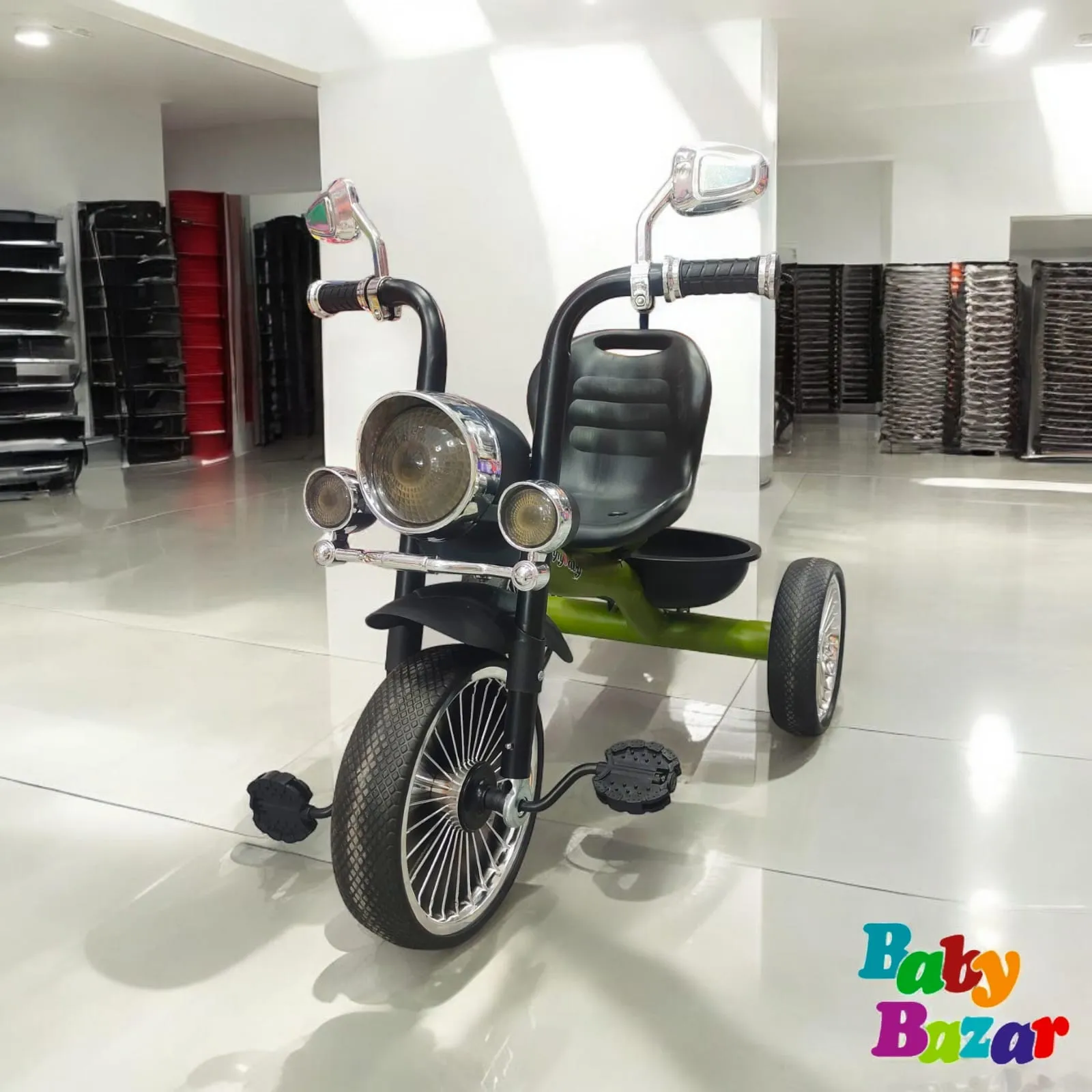 Kids Stylish Motorcycle Tricycle Premium Ride On with Pedals & Storage