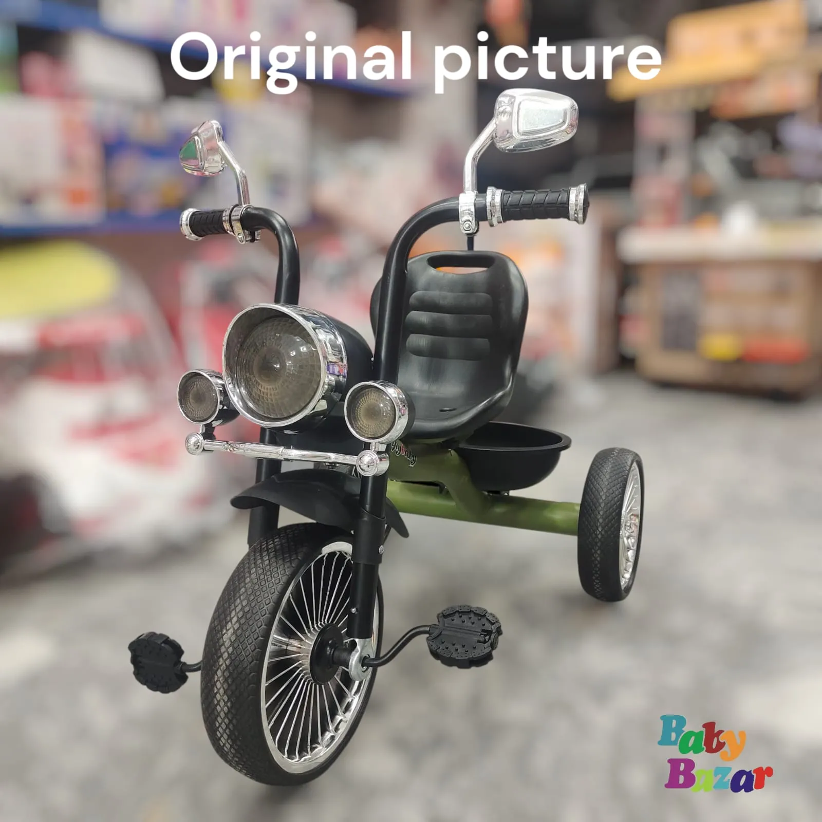 Kids Stylish Motorcycle Tricycle Premium Ride On with Pedals & Storage