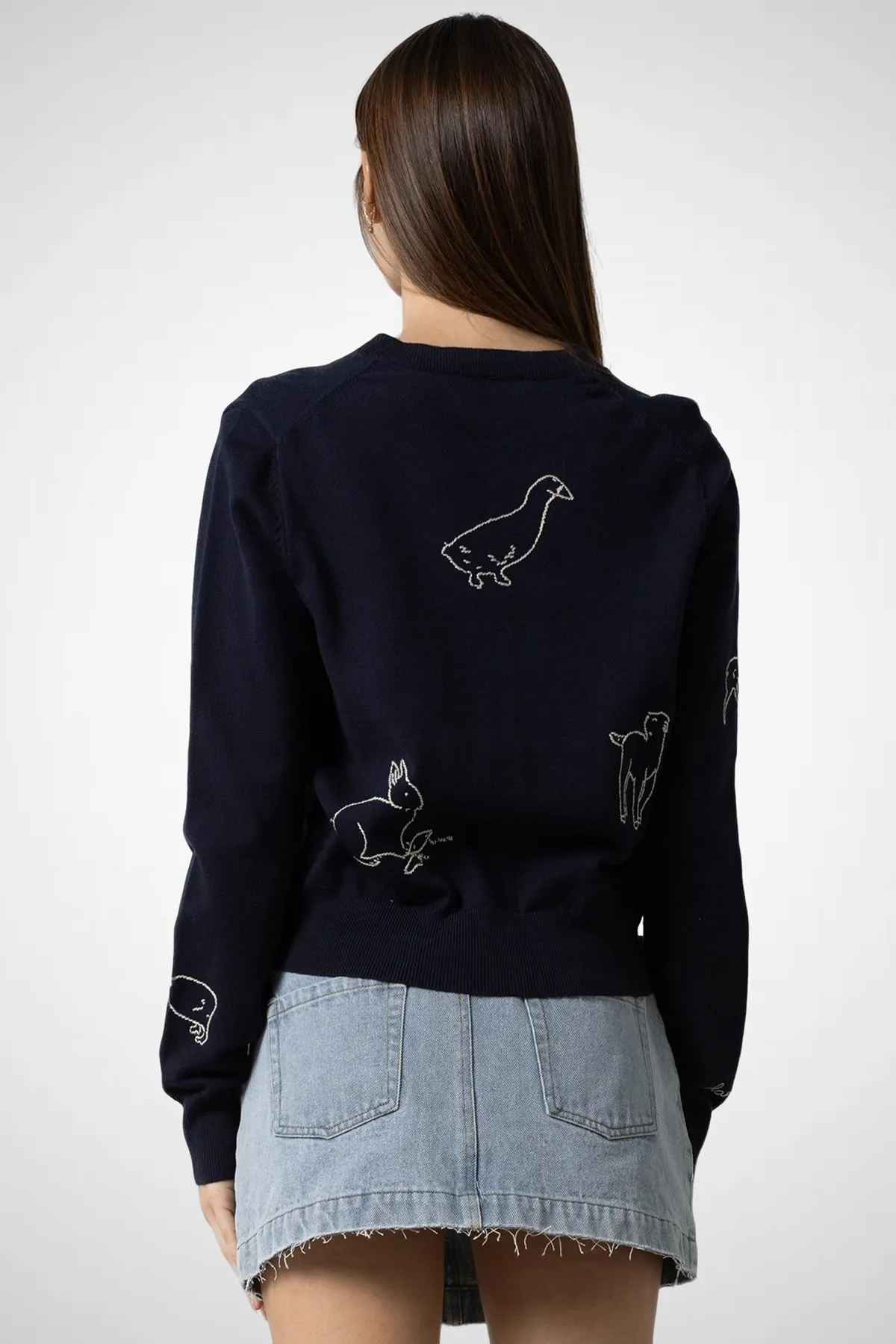 Knitted Embroidered Button Down Cardigan