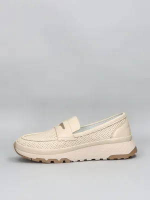 LEATHER MOCCASINS - BEIGE