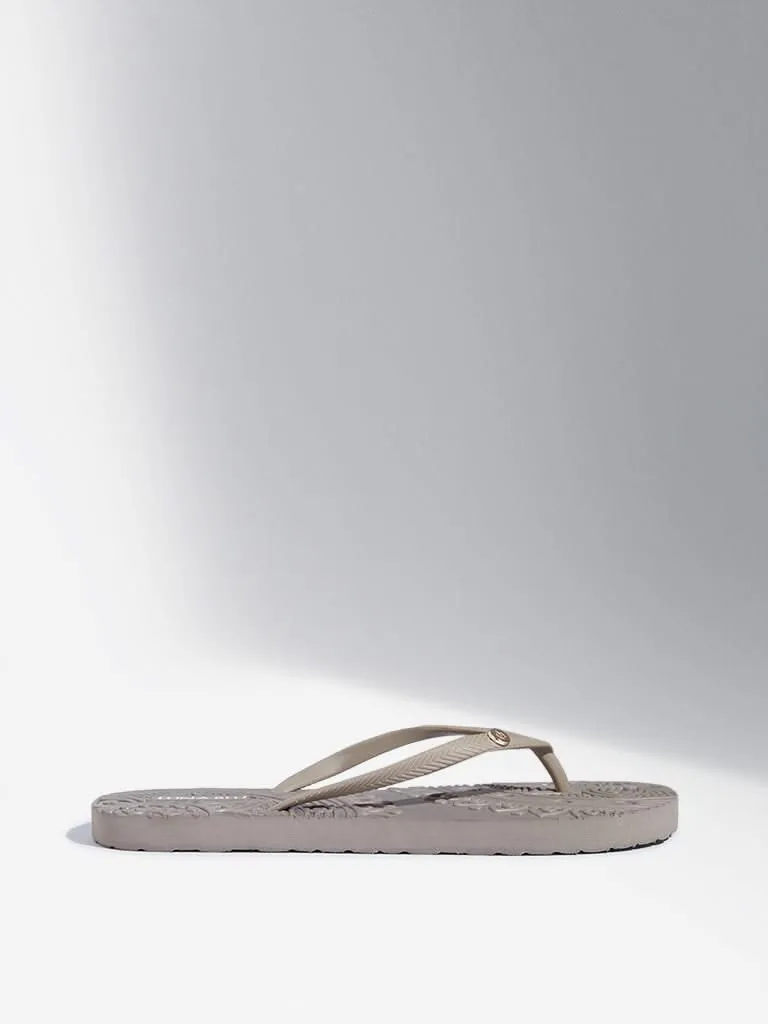 LUNA BLU Beige Embossed Flip-Flop