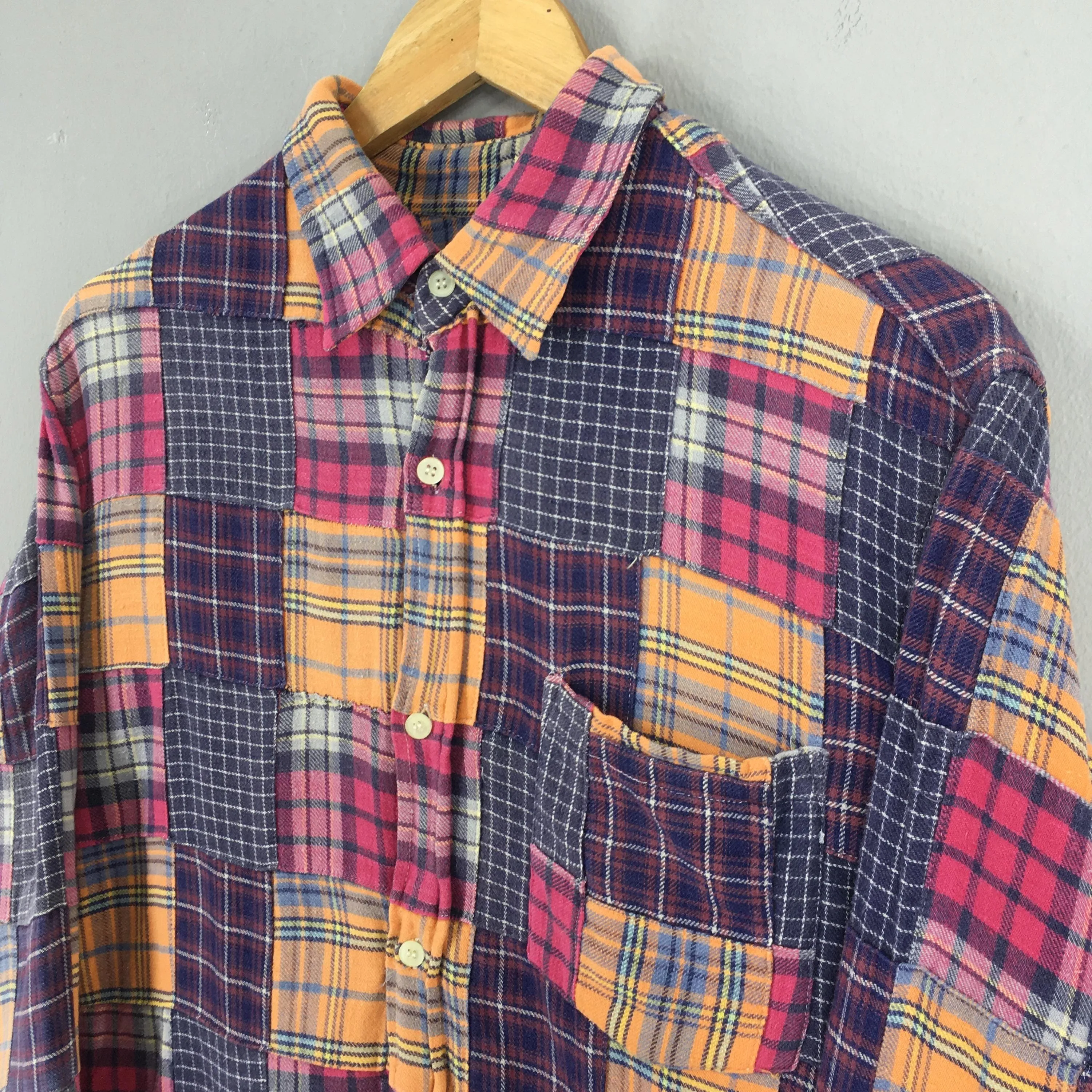 Patchwork Boro Flannel Multicolor Shirt Large