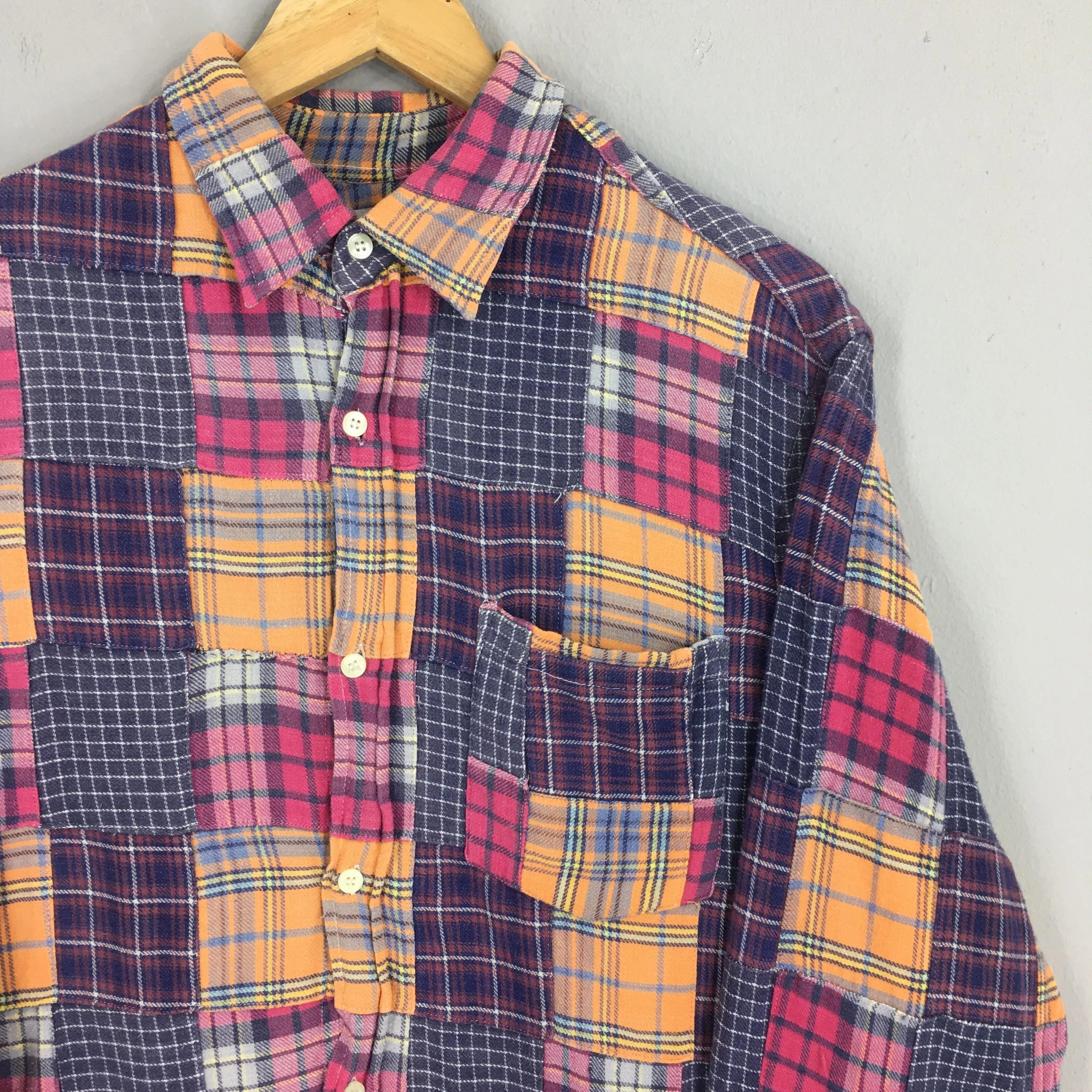 Patchwork Boro Flannel Multicolor Shirt Large