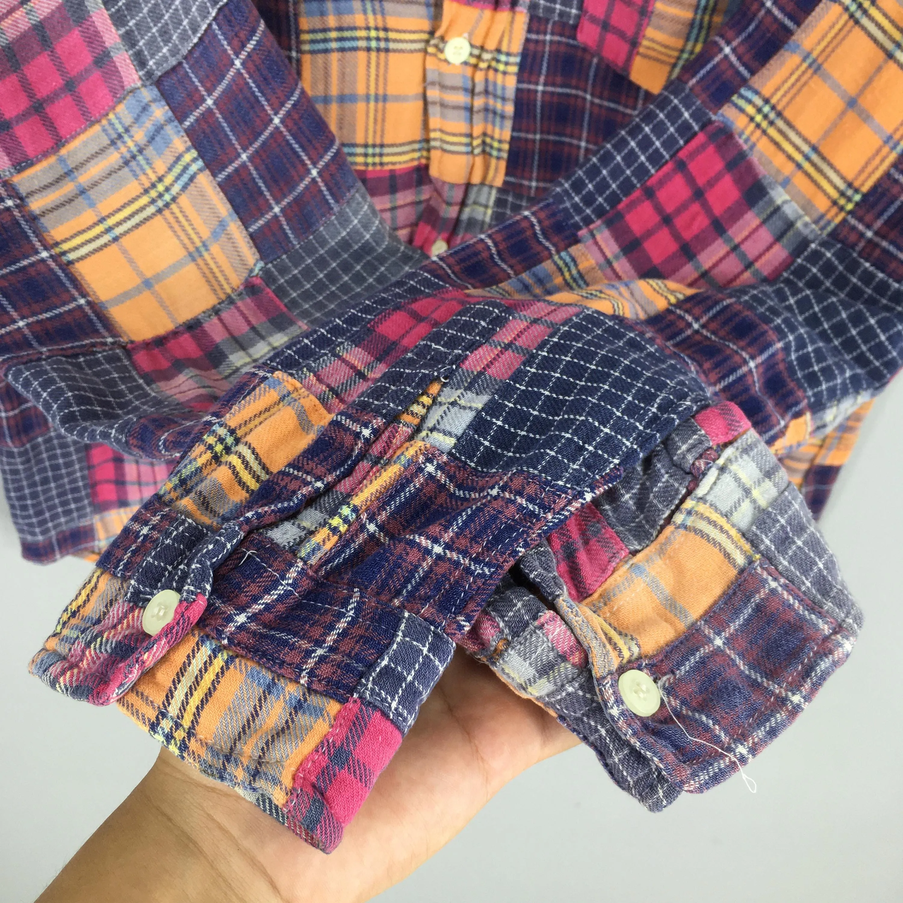 Patchwork Boro Flannel Multicolor Shirt Large
