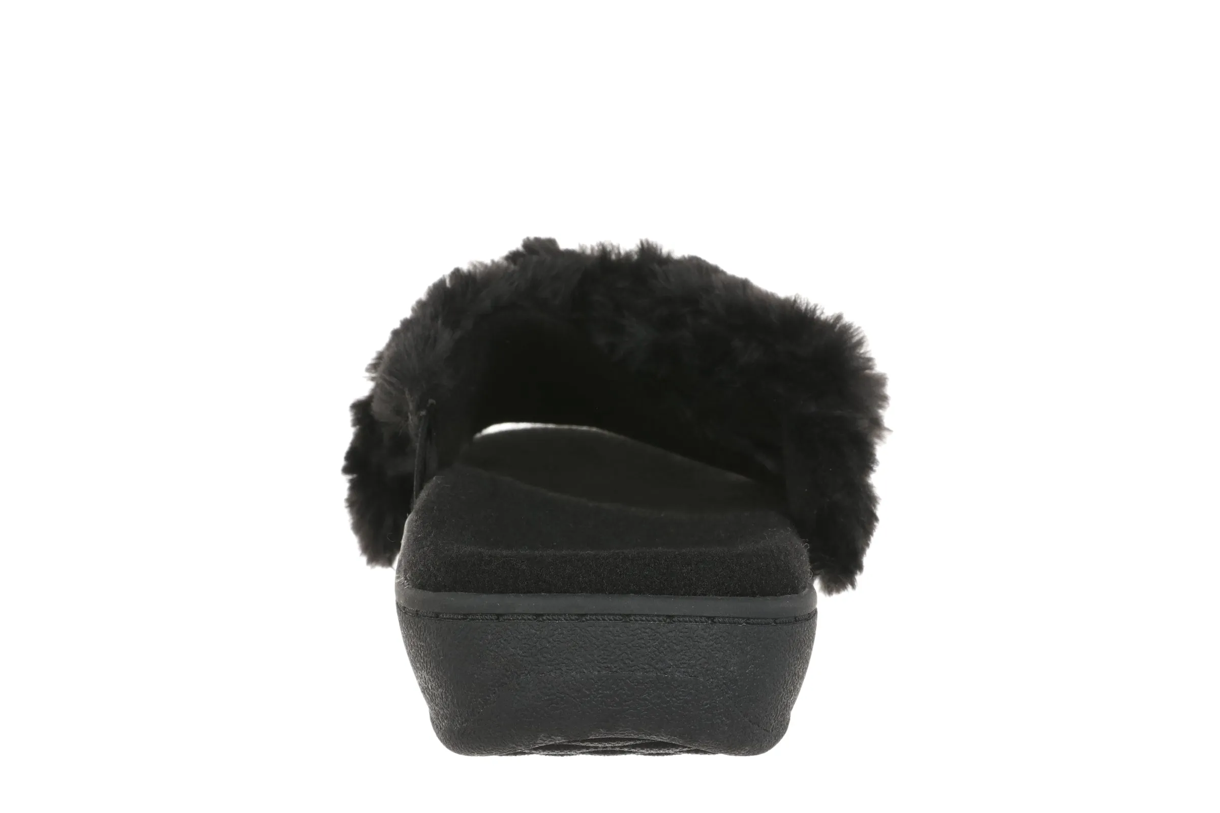 Relax II Open-Toe Slipper in Black Sherpa