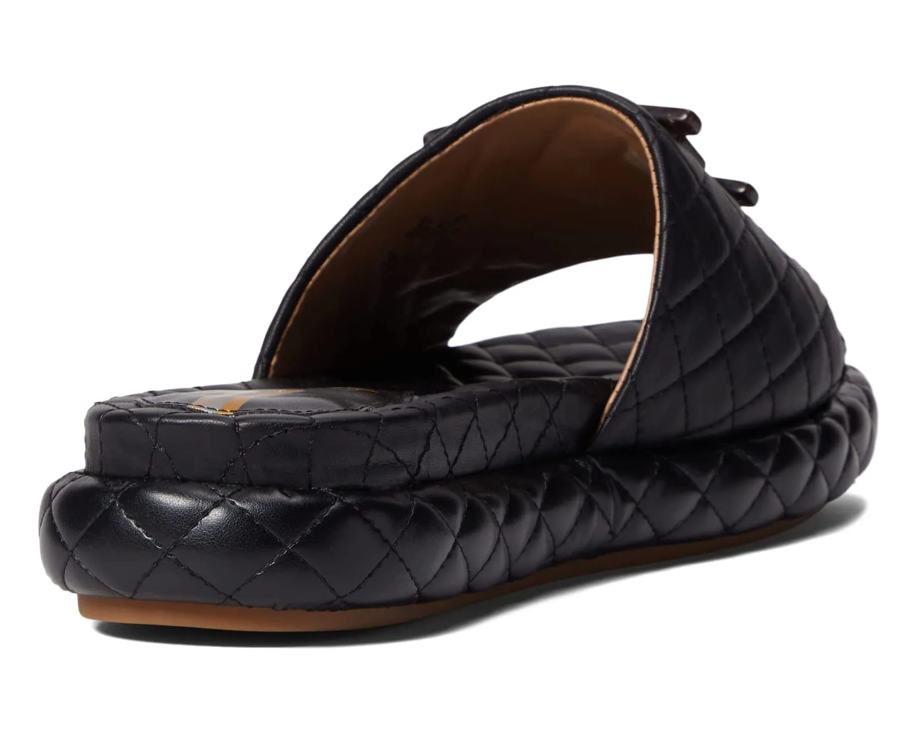 Sam Edelman Karinda Black Rounded Open Toe Slip On Cushioned Slides Sandals