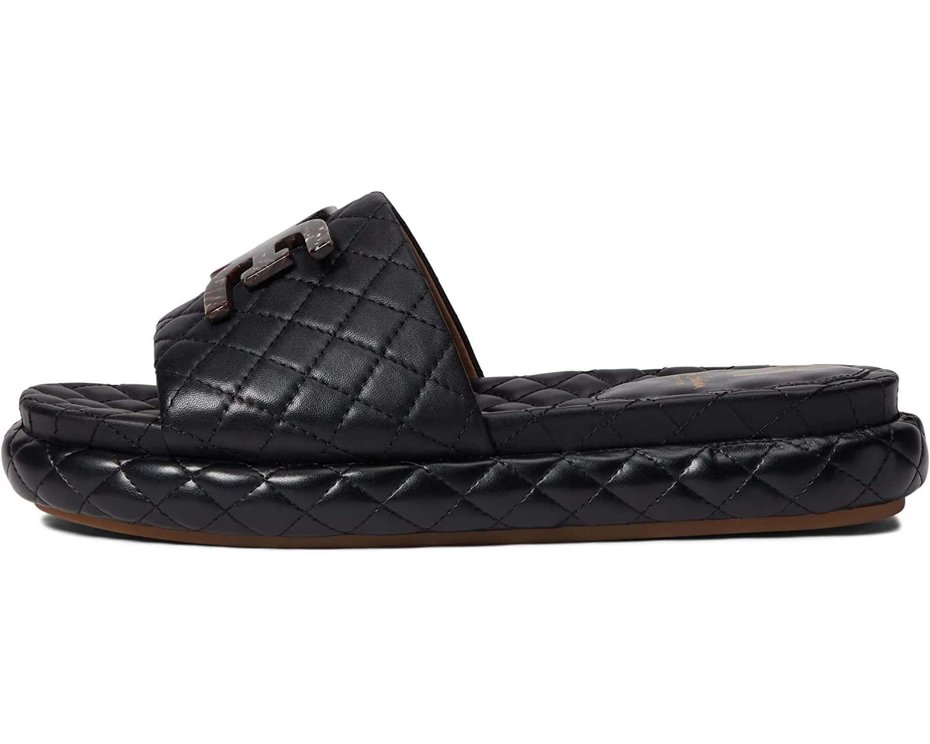 Sam Edelman Karinda Black Rounded Open Toe Slip On Cushioned Slides Sandals