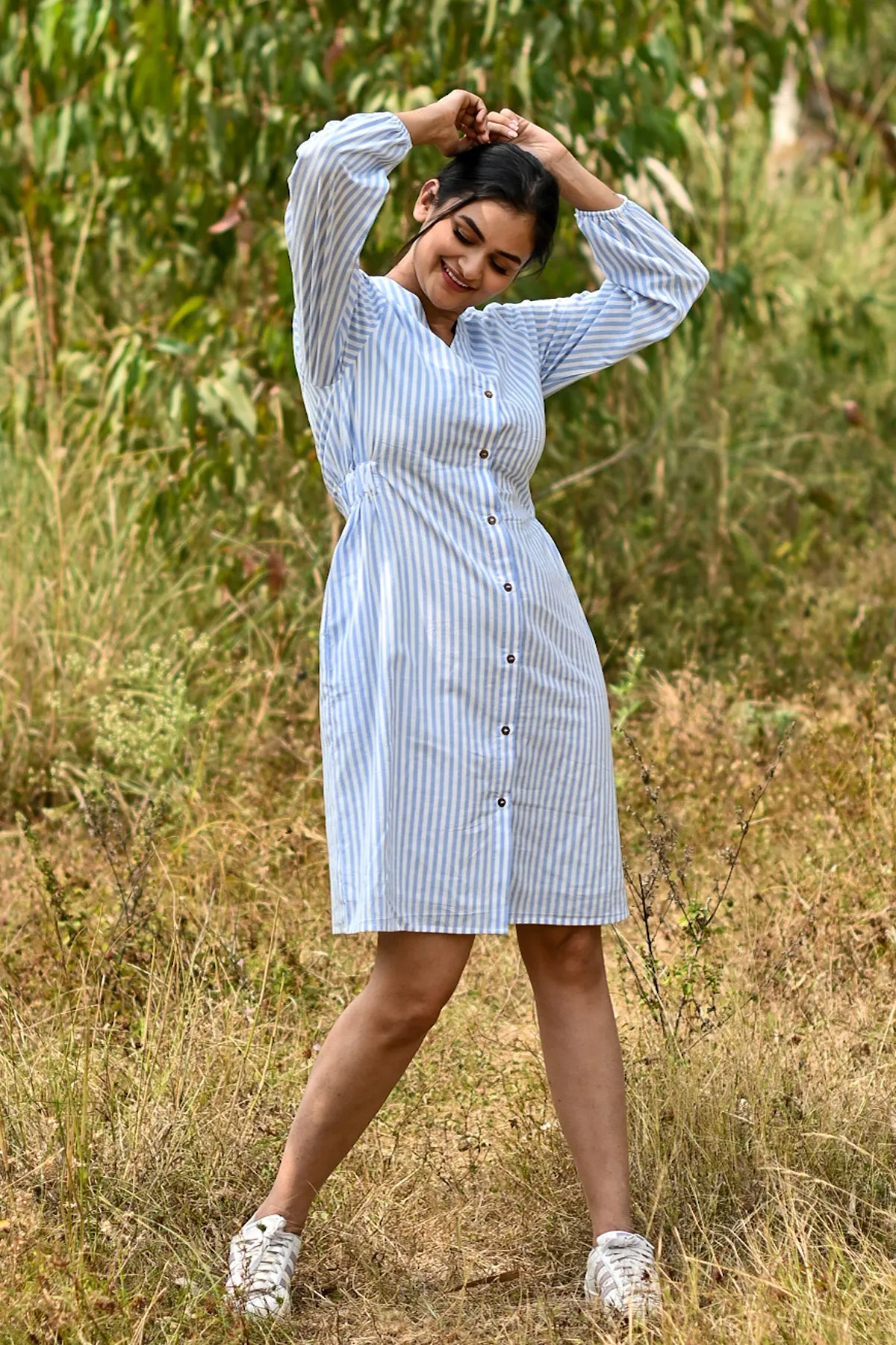 Tina Sky Blue Stripes Dress