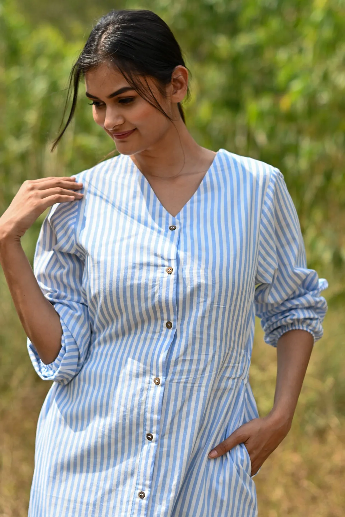 Tina Sky Blue Stripes Dress