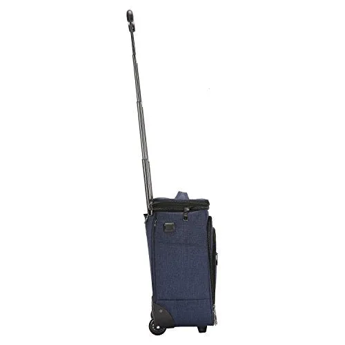 Travelers Club Top Expandable  50% Capacity Luggage with USB Port, Navy Blue, 17" Underseat Carry-On