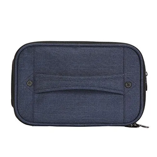 Travelers Club Top Expandable  50% Capacity Luggage with USB Port, Navy Blue, 17" Underseat Carry-On