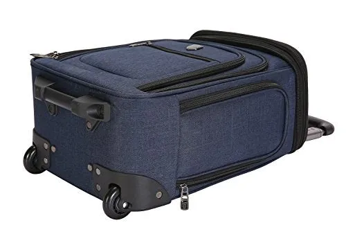 Travelers Club Top Expandable  50% Capacity Luggage with USB Port, Navy Blue, 17" Underseat Carry-On
