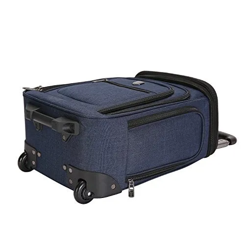 Travelers Club Top Expandable  50% Capacity Luggage with USB Port, Navy Blue, 17" Underseat Carry-On