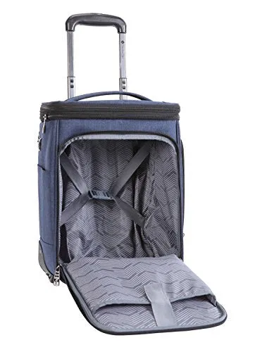 Travelers Club Top Expandable  50% Capacity Luggage with USB Port, Navy Blue, 17" Underseat Carry-On