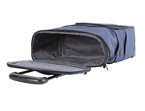 Travelers Club Top Expandable  50% Capacity Luggage with USB Port, Navy Blue, 17" Underseat Carry-On