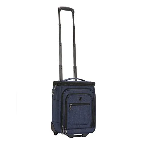 Travelers Club Top Expandable  50% Capacity Luggage with USB Port, Navy Blue, 17" Underseat Carry-On