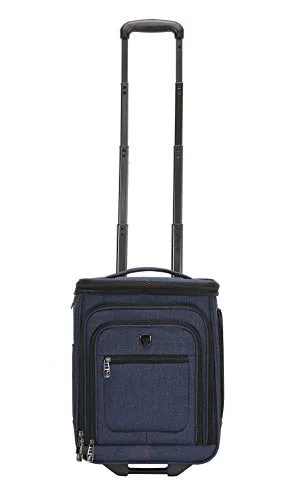 Travelers Club Top Expandable  50% Capacity Luggage with USB Port, Navy Blue, 17" Underseat Carry-On