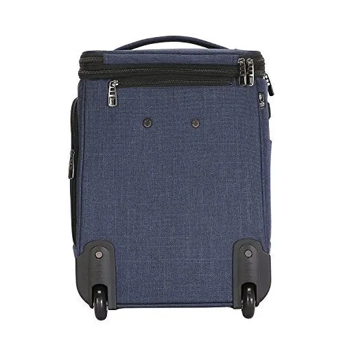 Travelers Club Top Expandable  50% Capacity Luggage with USB Port, Navy Blue, 17" Underseat Carry-On