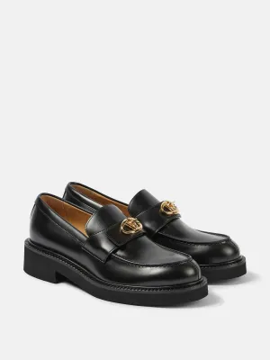 VLogo leather loafers