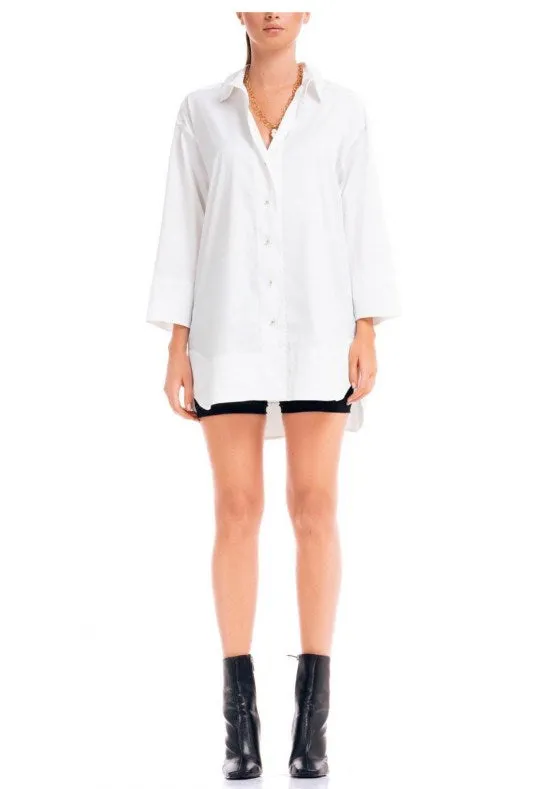 White mini shirt dress