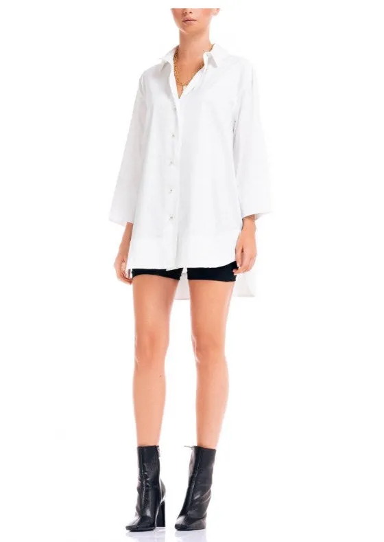 White mini shirt dress