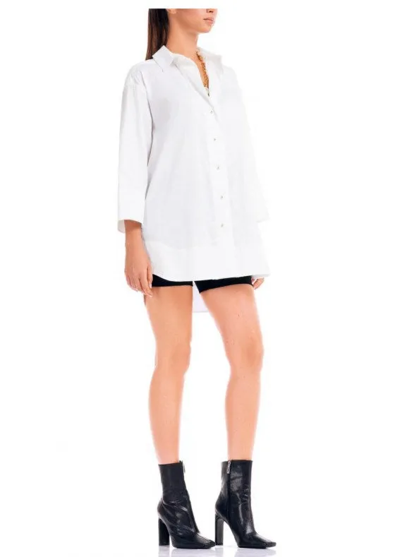 White mini shirt dress