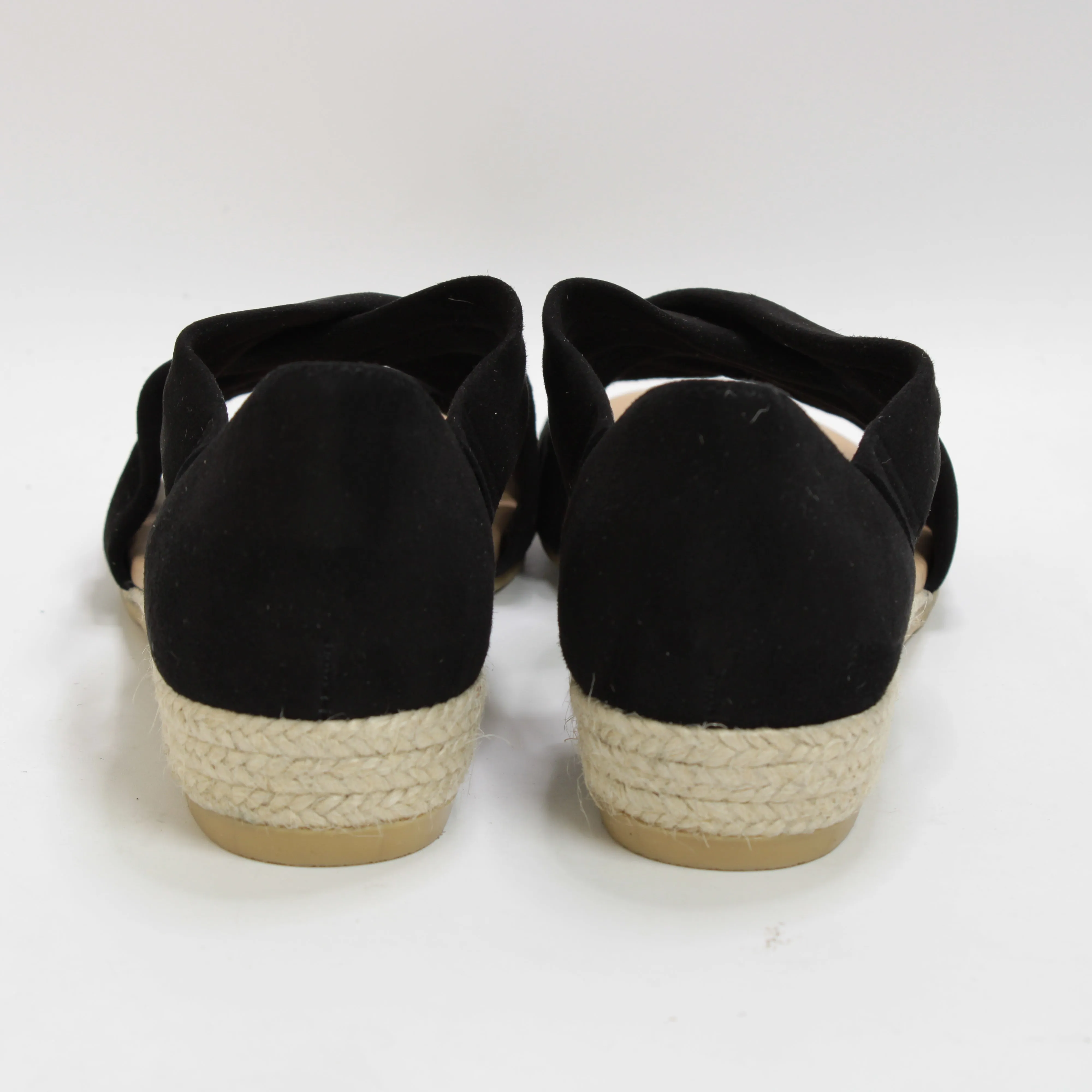 Womens Office Hallie Cross Strap Espadrilles Black Suede